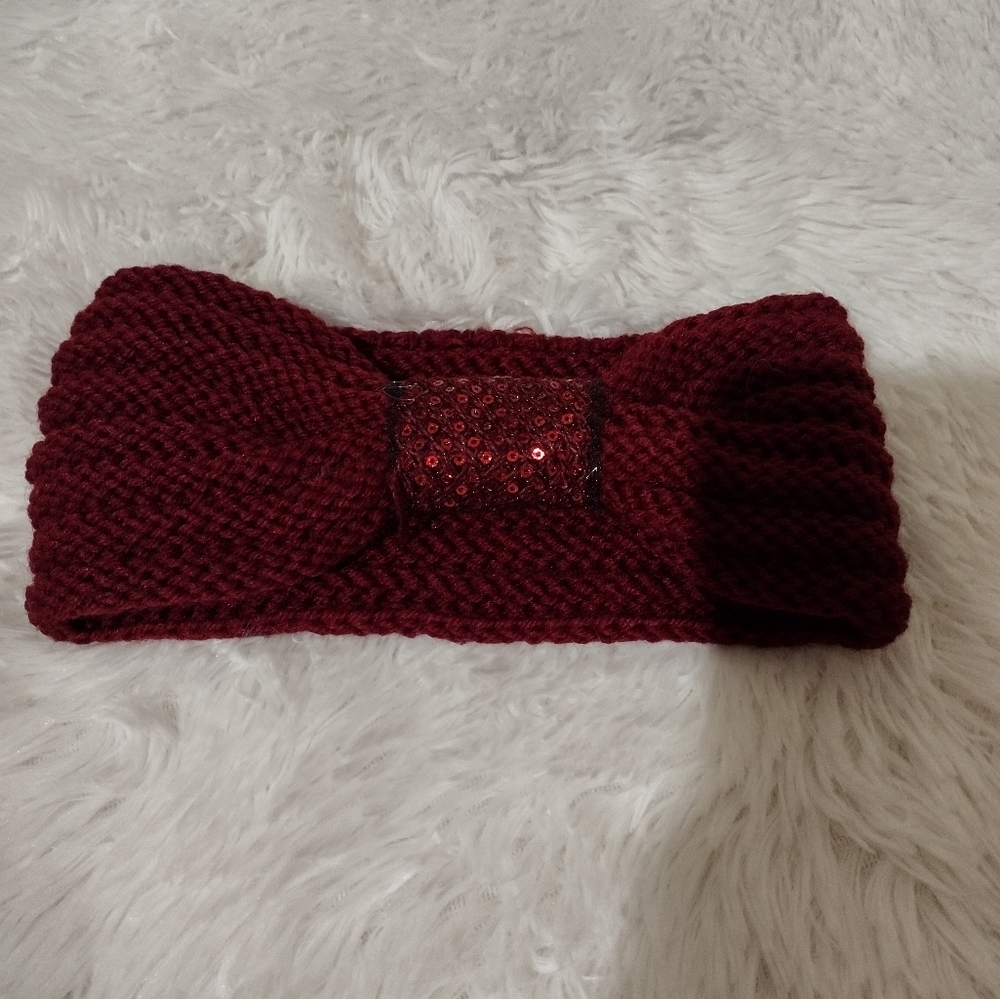 NWOT Burgundy Knit Cold Weather Headband Adult One Size fits most - Picture 4 of 4